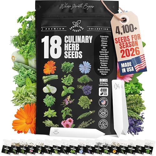Culinary Herb Seeds Variety Pack &ndash; Basil, Cilantro, Parsley, Oregano, Rosemary & Thyme...