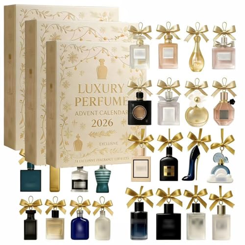 Luxury Perfume Advent Calendar 2026, 24 Days Perfume Display Gift Set, 24 Days Designer Fragrances for Women & Men - Premium Holiday Countdown Gifts Set, Elegant Acrylic Display Pieces (3 Pieces)