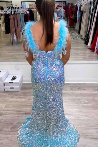 Sequin Prom Dresses with Feather Off Shoulder Mermaid Fomral Dress Tulle Cape Ball Gowns Sparkly Evening Gowns2