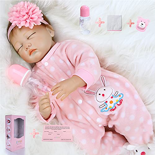 ZIYIUI 22Zoll 55cm Reborn Babypuppe Weiche Silikon Vinyl wie Echtes Babys Puppe Lebensechte Puppe Neugeborenen Mädchen