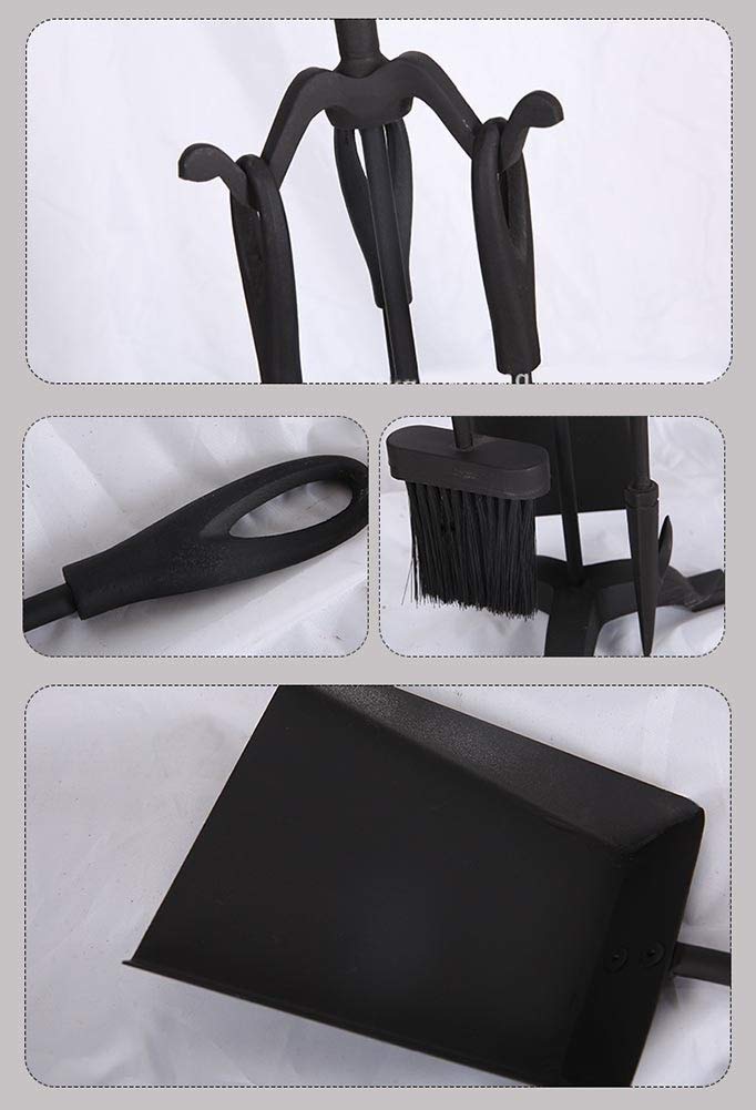 Set di 4 attrezzi per caminetto in ferro battuto per interni con supporto per tronchi in legno, kit di accessori per braciere da esterno 70,1 cm