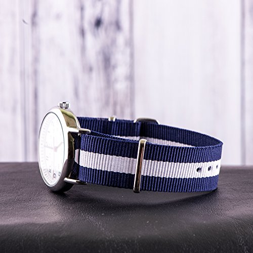 Image of Clockwork Synergy Classic Nylon Ballistic watch straps bands (18mm, Navy /White)