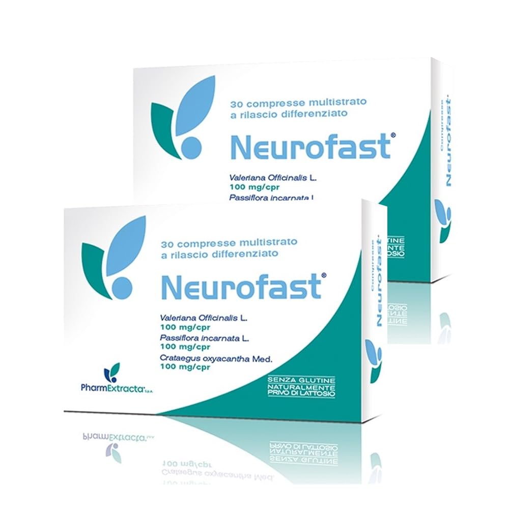 Neurofast Pharmextracta - 2 Confezioni da 30 Compresse - Rilascio Differenziato con Valeriana, Passiflora e Biancospino -Rilassamento, Sonno e Benessere Mentale