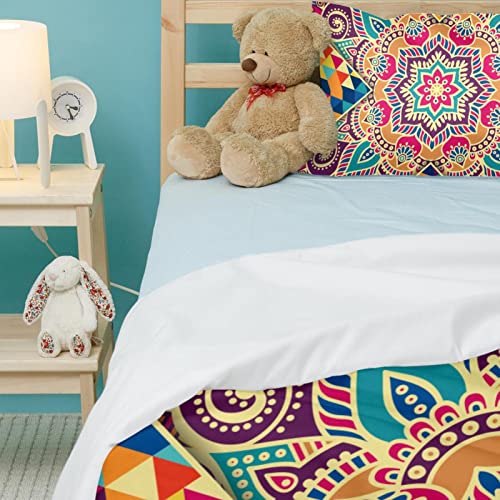 Parure de lit simple motif géométrique coloré avec 2 taies d'oreiller - 5