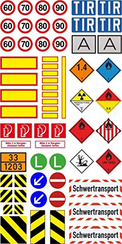 24/7stickers Modellbau Komplett Set 1:14-1:16 Aufkleber WARNHINWEISE WEDICO Decal - RC Truck LKW Zugmaschine V8 Trucker