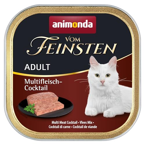 animonda Vom Feinsten Adult Fleisch Vielfalt mit Geflügel (32 x 100 g), Nassfutter für ausgewachsene Katzen, Katzenfutter ohne Getreide und Zucker, fein-stückige Pasteten