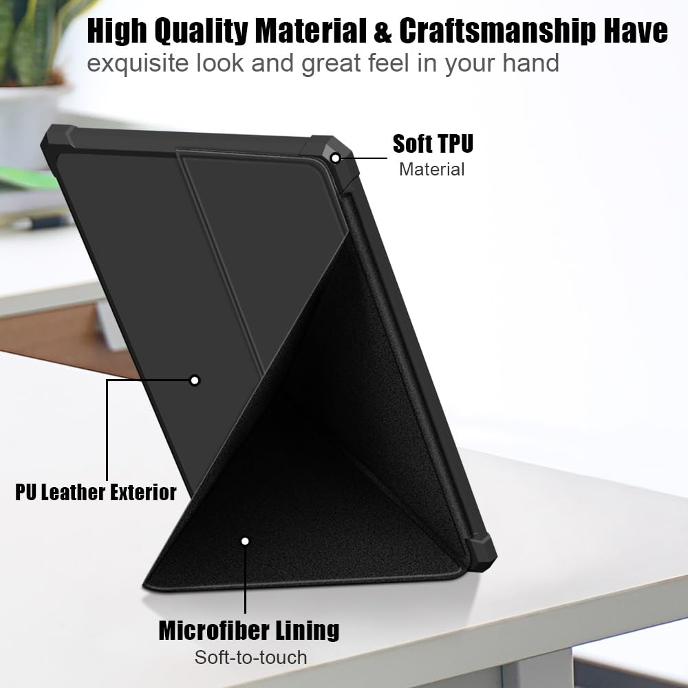 Do etui na tablet Kindle Paperwhite 2021, wąski stojak PC twarda tylna obudowa ochronna inteligentna, wiele kątów widzenia Folio skrzynki pokrywa automatyczne uśpienie/budzenie(Noir)