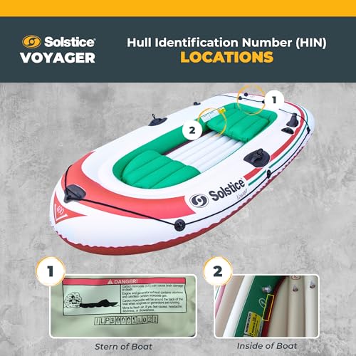 Solstice Voyager 4-Person Inflatable Fishing Boat with Dual Swivel Oar Locks and Rod -Holder, Motor Compatible 9' x 5' - Image 6