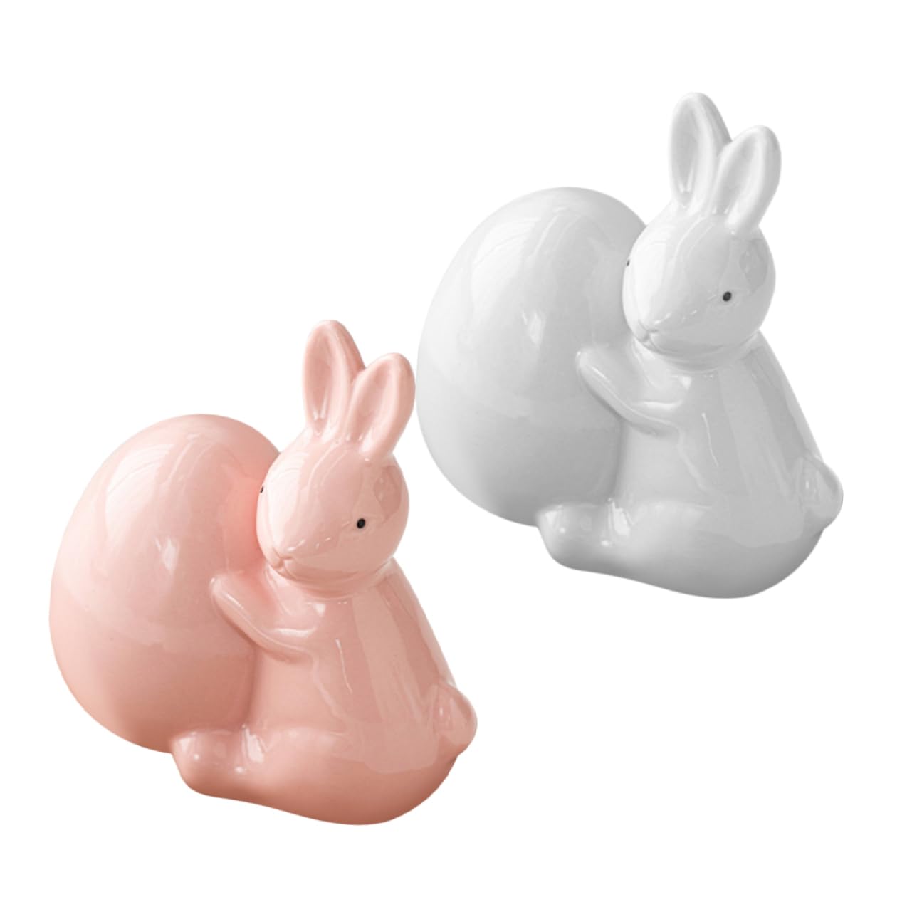 TOPBATHY Graziosi Porta-coniglietti Pasquali in Ceramica Statuette Bianche Ornamenti Per Il Soggiorno
