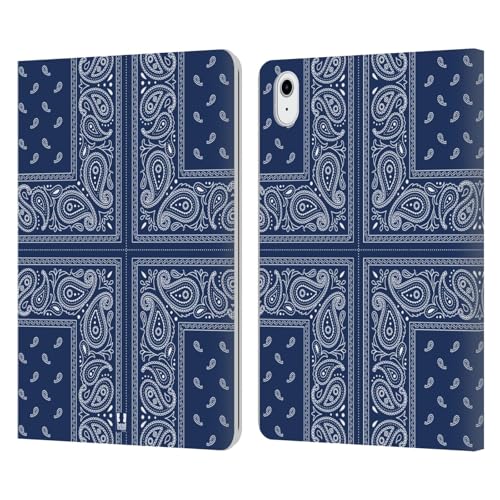 Étui portefeuille en cuir motif croix bleue pour iPad Air 11
