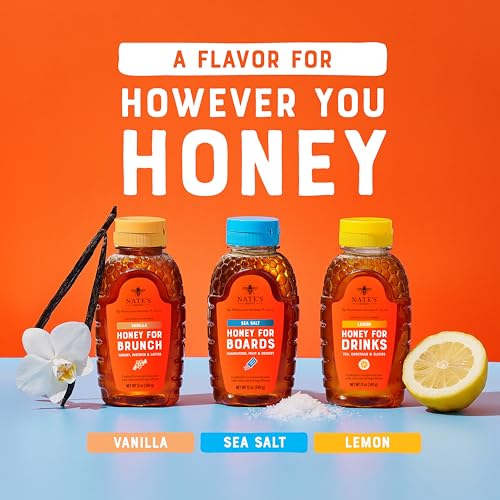 Image of Nate's Vanilla Honey for Brunch - Made with 100% Pure Honey and Vanilla - 12 oz Squeeze Bottle - Great for Pancakes, Oatmeal, Lattes, and Yogurt