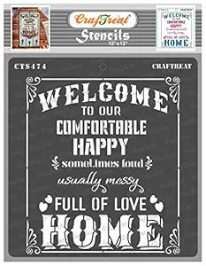 Quotes Stencils for Wall Painting - Welcome Home - Size: 12X12 Inches - Resuable Wall Stencil for Painting - Quotes Stencils for Painting - Word Stencils for Craft