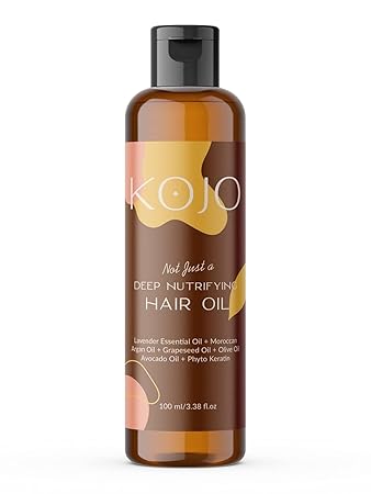 KOJO Deep Nutrifying Hair Oil, Lavender Oil, Moroccan Argan Oil, Grape Seed, Olive & Avocado Oil, Keratin,For Men & Women (100 Ml)