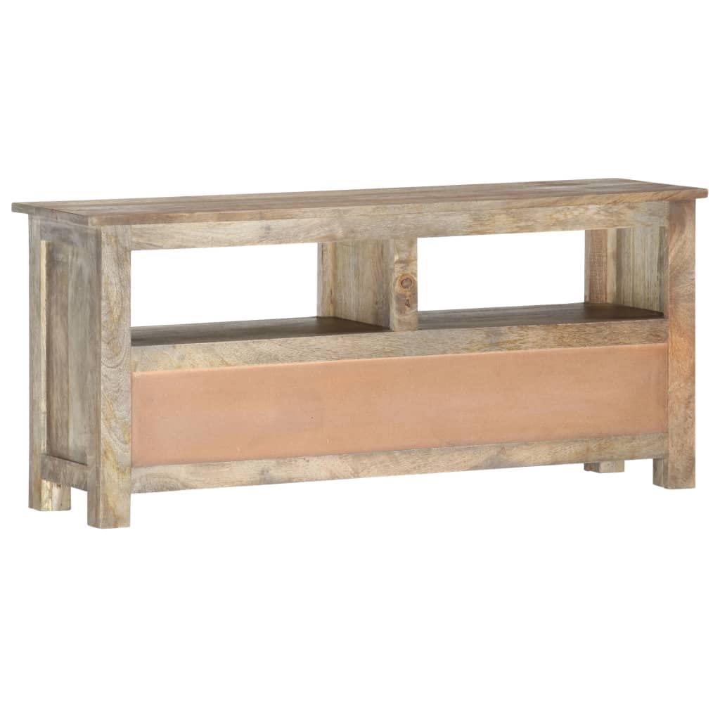 Szafka TV z litego drewna mango, 110 x 30 x 50 cm, z 2 półkami i 3 szufladami, nowoczesna szafka pod telewizor stojąca, wąska i szeroka, skandynawski mebel telewizyjny do salonu z miejscem do