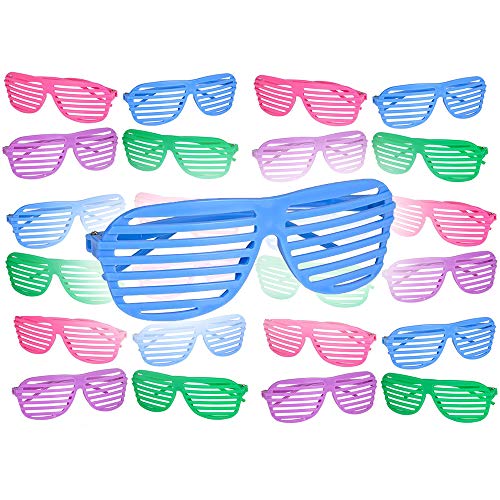 The Dreidel Company Kids Plastic Shutter Shades Glasses Shades Sunglasses Eyewear Party Favors and Party Props Assorted Colors for Kids (24-Pack)2
