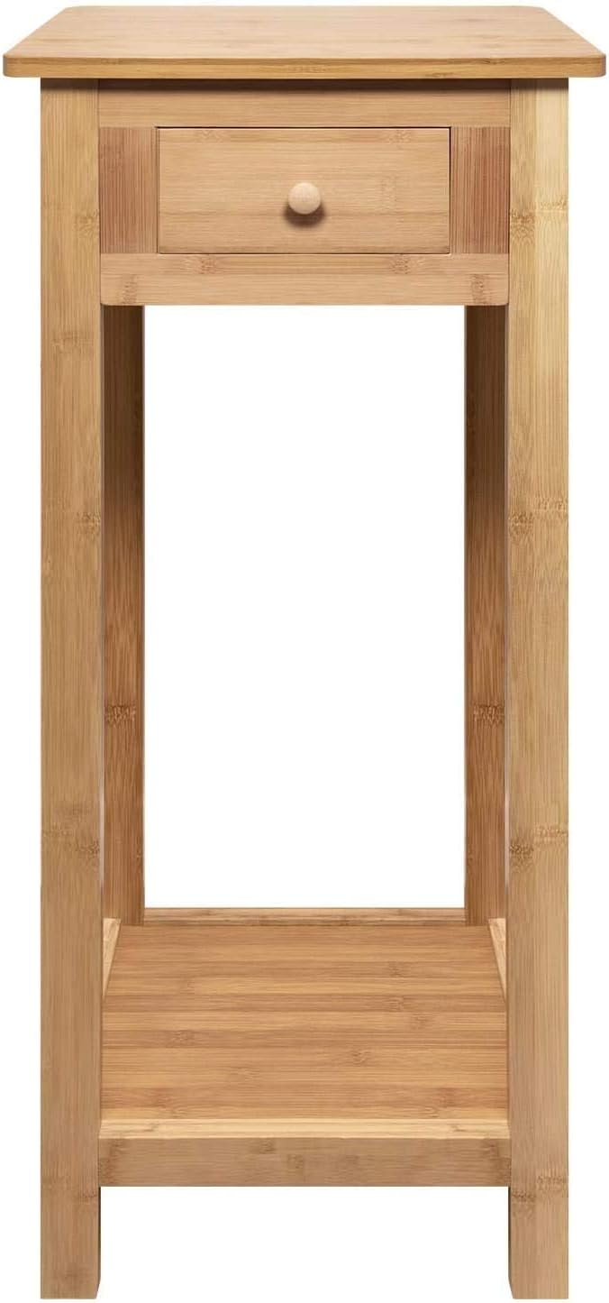 Hygrad Bamboo Tall Side Bedroom Living Room Table Nightstand with