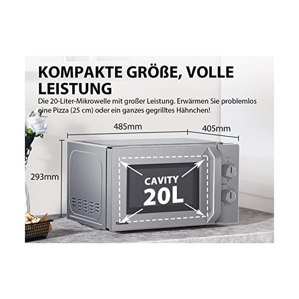 Toshiba MW2-MG20PF(SL) Mikrowellenherd mit knuspriger Grill- & Kombigarfunktion, 5 Leistungsstufen, 1000 W Grillleistung, Silber – Bild 7