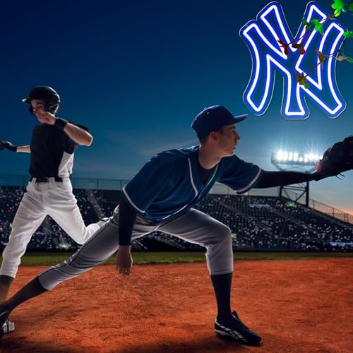 Image of AHlove YANKEES Neon Signs for Wall Decor，Baseball Team Neon Lights for Bedroom，LED Signs Suitable for Man Cave、Dormitory、Games Room、Bar，Gifts for Teen Boys