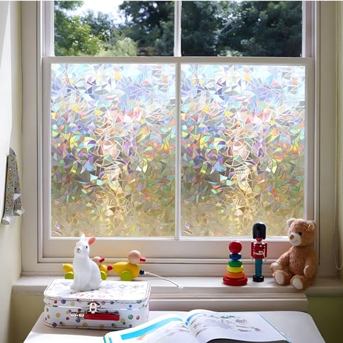 JYJLLM Rainbow Privacy Window Film, Self-Adhesive Frosted Glass Vinyl for Home, School, Office (30x200 cm) - 3D Design - Image 6