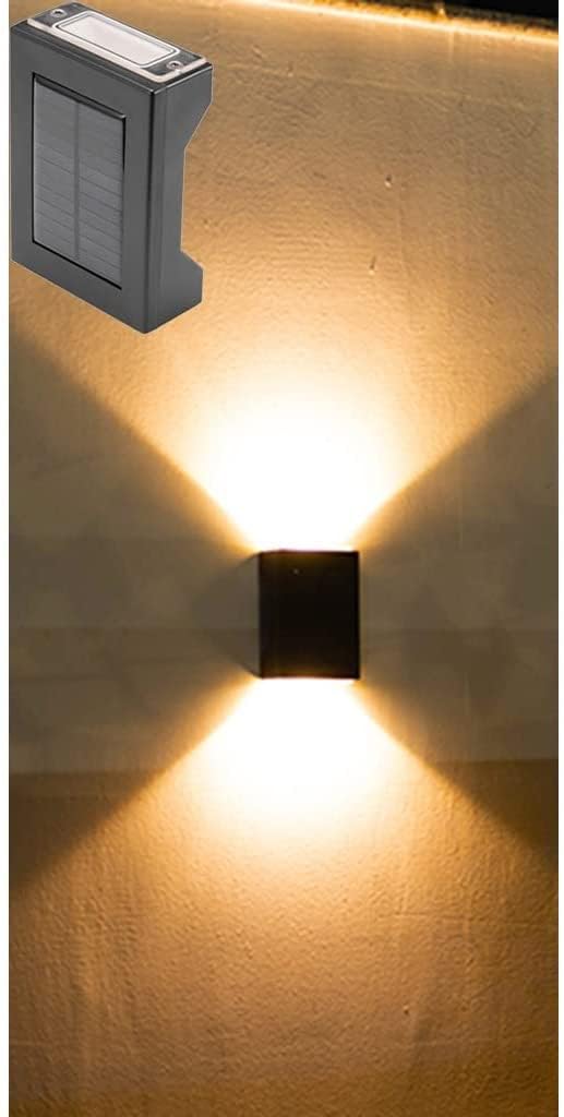 VUIKLCty Outdoor Solar Garden Lights Solar wall light for terrace lighting, Landscape courtyard IP65 waterproof atmosphere wall decoration wall washer lamp(Warm light*16)