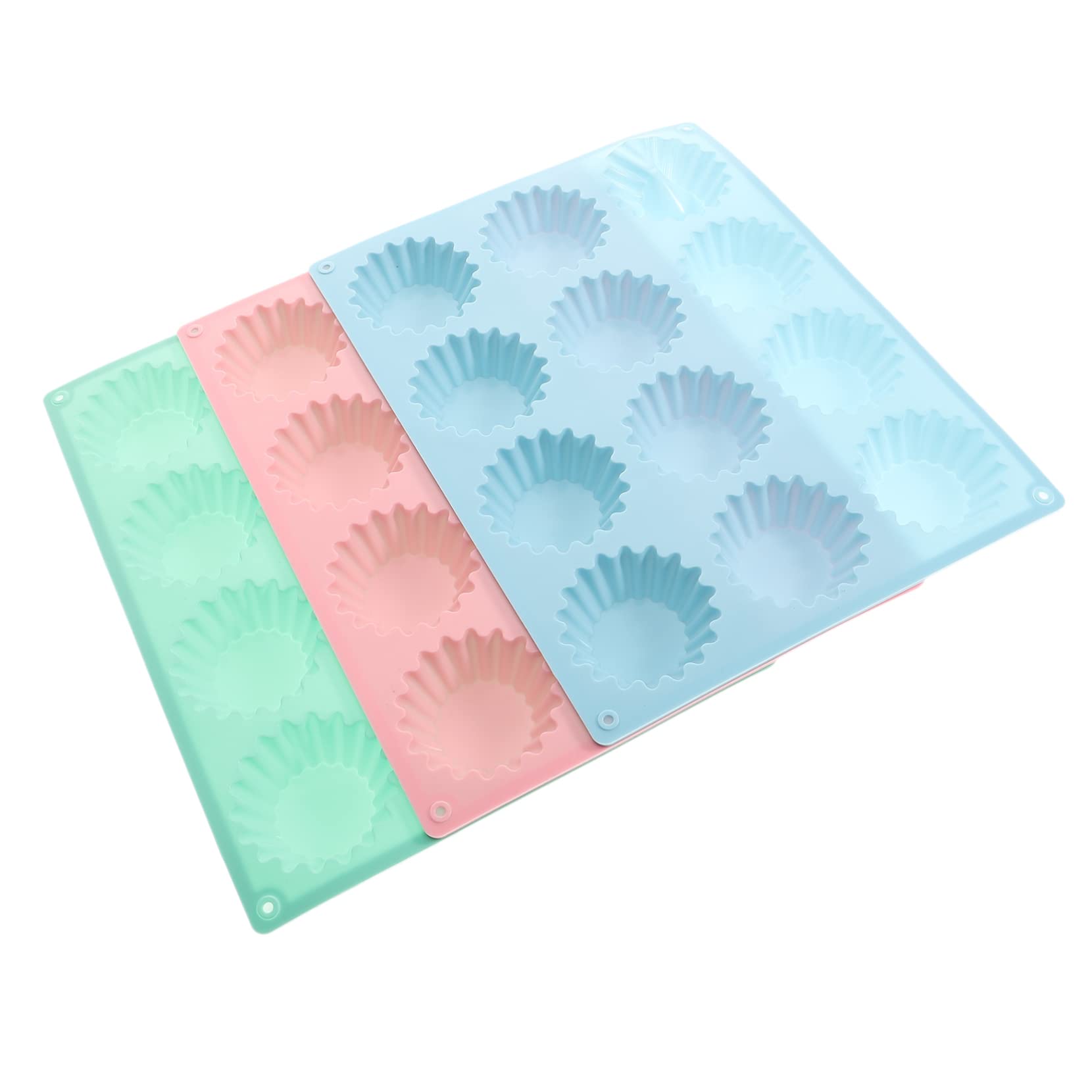 Molde de Silicona para Hornear 3 Piezas, 12 Cavidades para Muffins