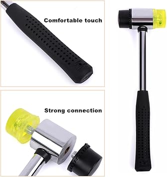 Rubber Mallet Hammer Set,8oz Rubber Mallet Hammer and 25mm Double-Faced Soft Hammer for Flooring, Tile, Crafts and Woodworking (8oz & 25mm)