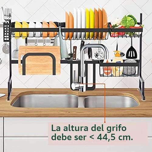 HUOLE Escurridor de Platos de Acero Inoxidable para Platos, Cuencos, Tazas para Estante de Cocina, Desmontable, 2 Niveles (85x32x52cm)