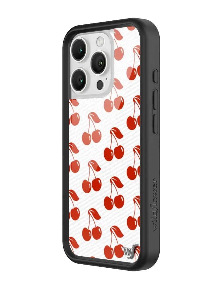 Image of Wildflower Cases - iPhone 16 Pro Compatible - American Cherries | Impact-Certified 6.5 ft Drop Protection Case, Raised Protective Bumper, Cute Aesthetic Design, Women-Owned Small Business
