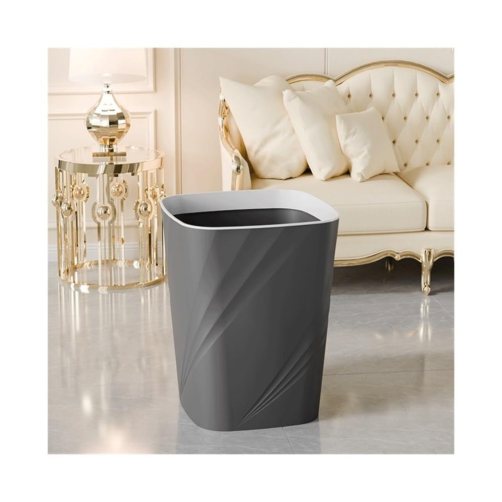 Inicio Papelera de plástico cuadrada sin tapa con aro presión for el hogar, la cocina, oficina, grande o pequeña, color negro, blanco y verde Papelera(Negro,Pequeño)