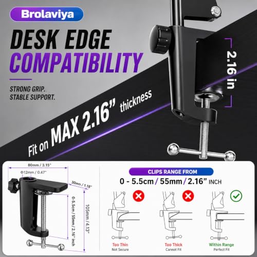 Image of BROLAVIYA Ovehead Magnetic Phone Holder with Adjustable Clamp Arm | Hands-Free Bed, Desk & Table Mount | 360 Rotation | Strong Magnet Compatible with iPhone and Smartphones for Home, Office