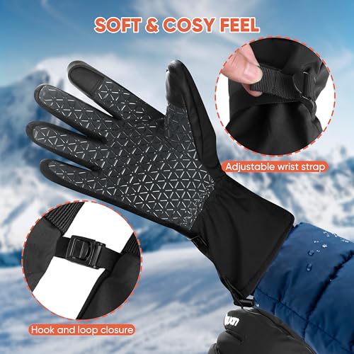 Image of ihuan Winter Waterproof Ski Gloves Men Women, Snow Warm Cycling Cold Weather, Driving Biking Running
