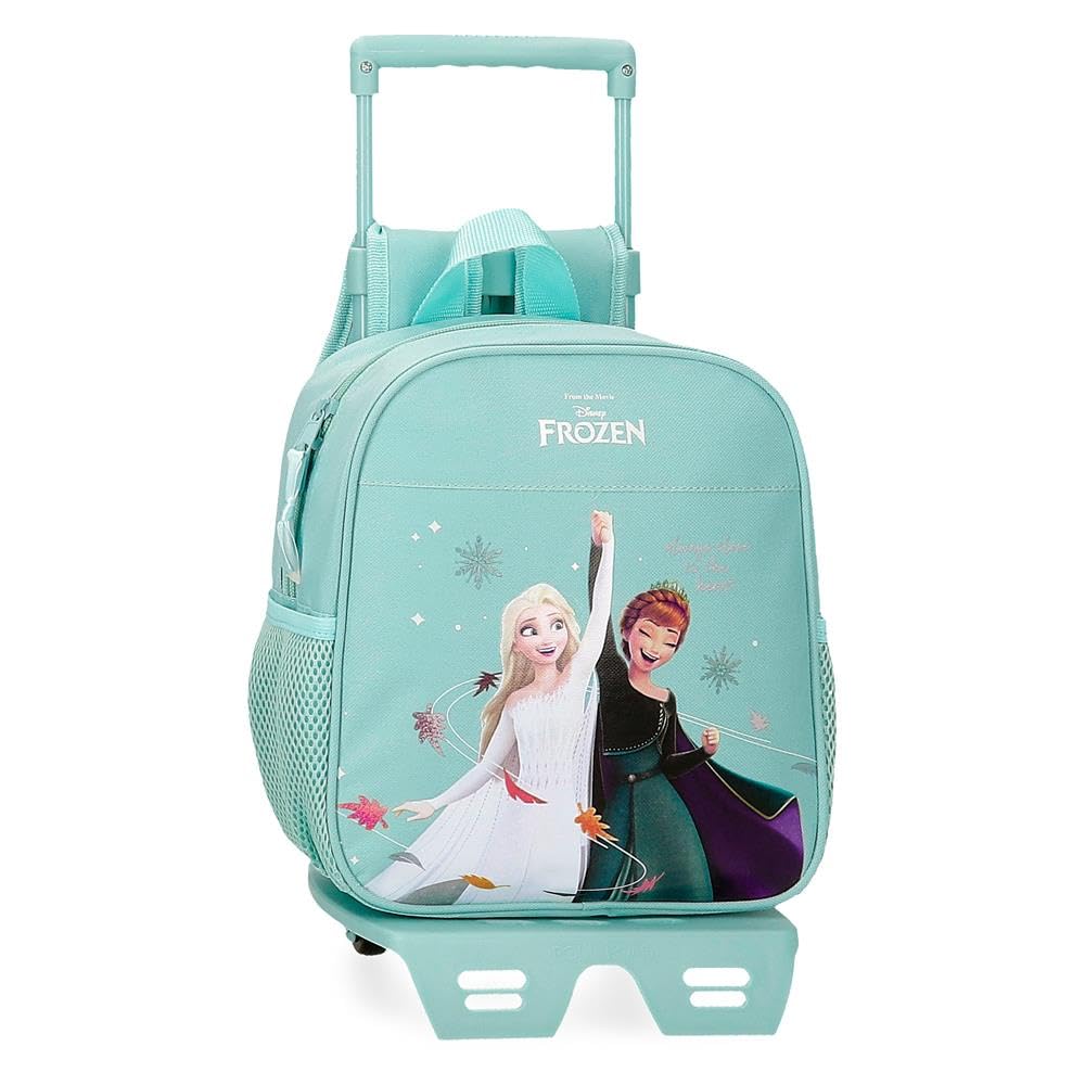 Disney Mochila infantil mochila escolar fabricada en Poliéster bolsillos laterales tirantes anchos ajustables Asa superior para colgarla Con etiqueta de identificación para el nombre sistema magic Fix