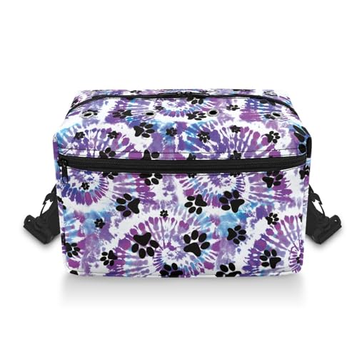Surwin Garn Aufbewahrung Tasche, Tie Dye Stil Handarbeitstasche Häkeln Wolltasche Aufbewahrung mit Schultergurt Stricken Aufbewahrungstasche Tasche Stricken Aufbewahrung (Hundepfote Drucken)