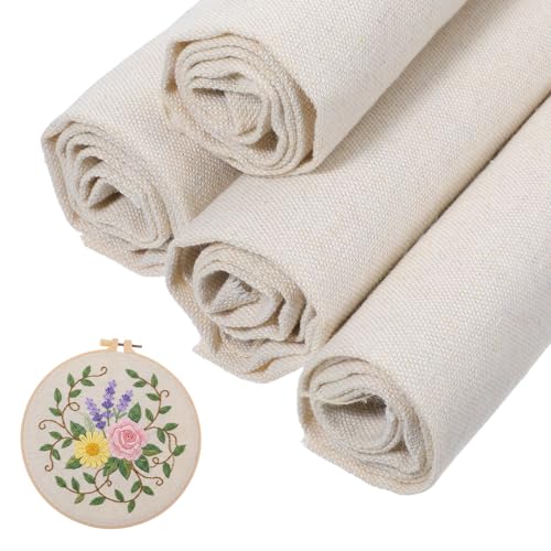 4 Stück 50x50cm Leinen Kreuzstich Stoff Aida Stoff Beige Leinen Kreuzstichstoff für Sticken Tischdecke Bastelarbeiten Kleidung Herstellen (Beige)