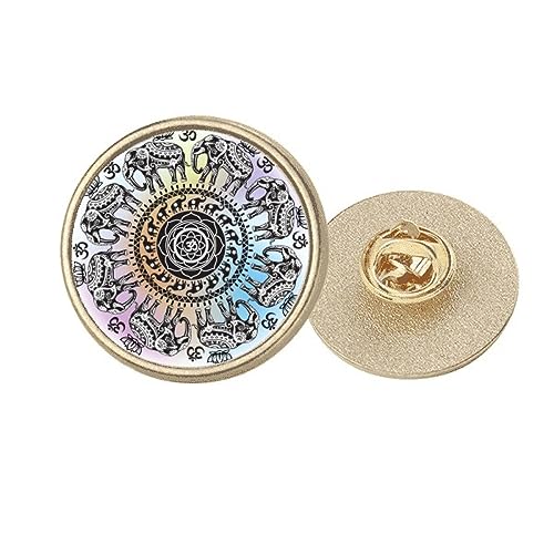 Broche éléphant en métal doré rond taille M pour égayer un vêtement sombre