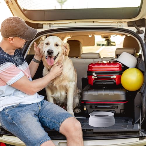 SLSON Hundenäpfe Wassernapf für Hunde Unterwegs Faltbare Integrierter Reisenapf Ohne Plastikrand Auslaufsicher Spritzschutz Trinknapf für Haustier Auto Reise and Innen Draußen (Kühles Grau)