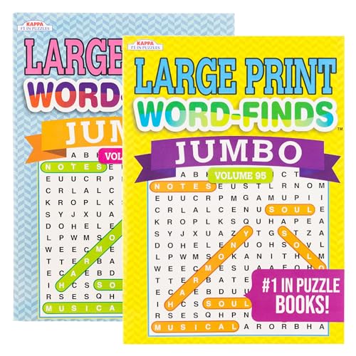 Kappa Jumbo Large Print Word Finds Puzzle Book 2 Titles, Word Search Find Words Books for Adults...