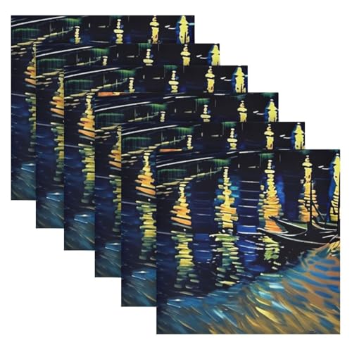Set de 6 Servilletas de Tela Van Gogh Cielo Estrellado miniatura 6