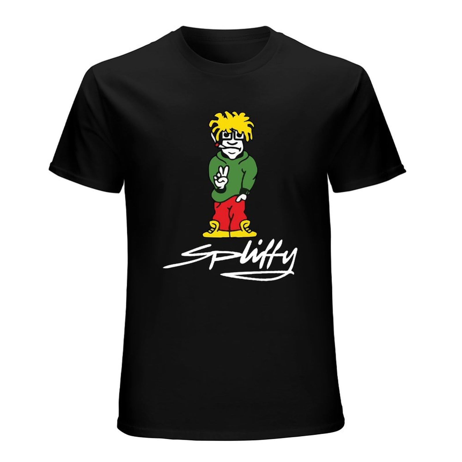 Kesihanxianguo Unisex Black Spliffy Printed T-Shirt Mens Tee Shirt M