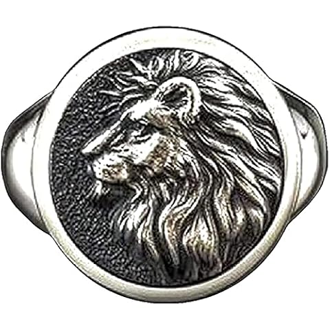 Ring Lion Head Ring Norse Viking Hip Hop Signet Vintage Engraved Carved Band Totem Punk Amulet Gothic Animal Jewelry (Size : 10) Cover