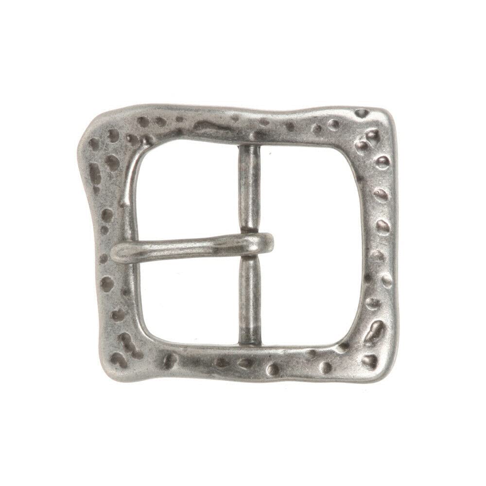 1 1/2 Inch Single Prong Antique Silver Hammered Square Belt Buckle (Make Your Own Design With Pictures)