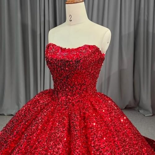 Sparkly Strapless Sequined Quinceanera Dresses Sweetheart Neckline A Line Sweet 15 16 Prom Evening Gown4