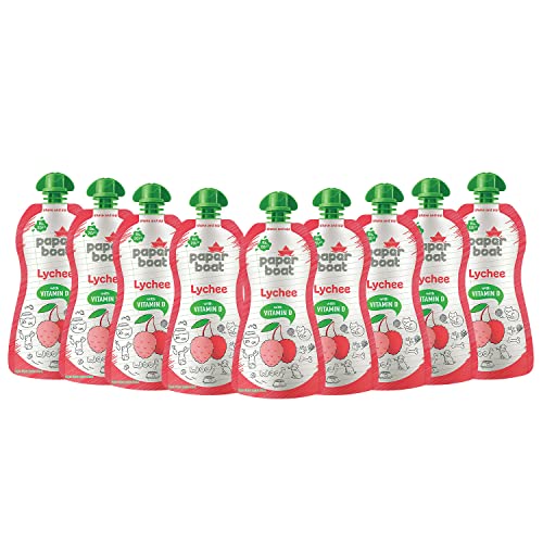 Image of Paper Boat Coconut Water, Refreshing Coconut Flavour, Vital Minerals (Pack of 6, 200ml Each) & Lychee Juice, Enriched with Vitamin D, No Added Preservatives and Colours (Pack of 9, 150ml each), Pink