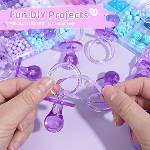 Image of Pacifiers for Baby Shower Game, 36 Plastic Pacifiers for Baby Shower Decoration DIY, Large Size Baby Shower Pacifiers, Gender Reveal Party Table Scatter /Hunt Baby Shower Game Props(Purple, 2.75 in)