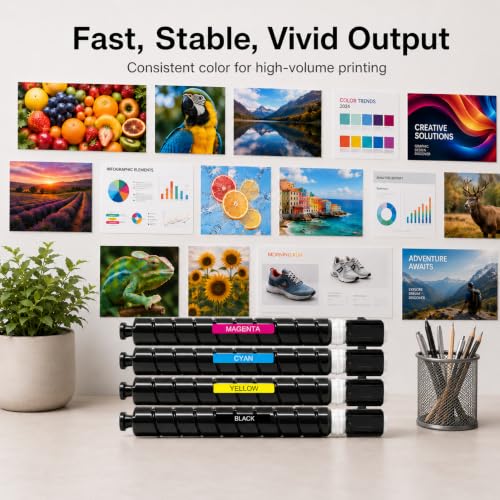 Image of GPR55 GPR-55 Toner Cartridge Set (4-Pack, 1BK+1C+1M+1Y) Compatible GPR 55 Toner Replacement for Canon GPR-55 Toner Cartridge imageRUNNER Advance C5535 C5535i C5540 C5540i C5560 C5560i C5550i Printer