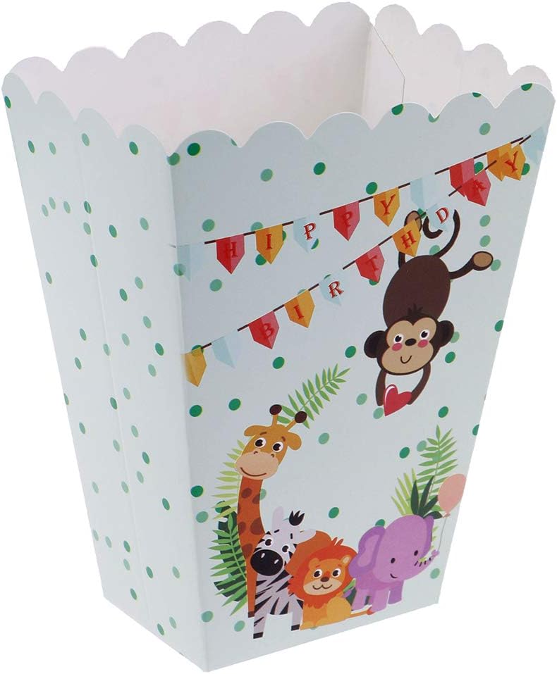 Osun 6pcs/lot Safari Animals Popcorn Box Candy Case for Kids Birthday Party Decor
