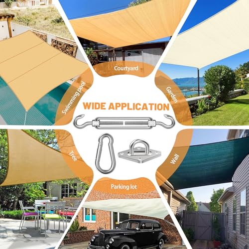 6 Inch Shade Sail Hardware Kit for Triangle Rectangle Installation, 304 Stainless Steel Shade Sail Hardware Accessories for Outdoor Patio Canopy Garden, Heavy Duty Fixing Attachment 44 Pcs
