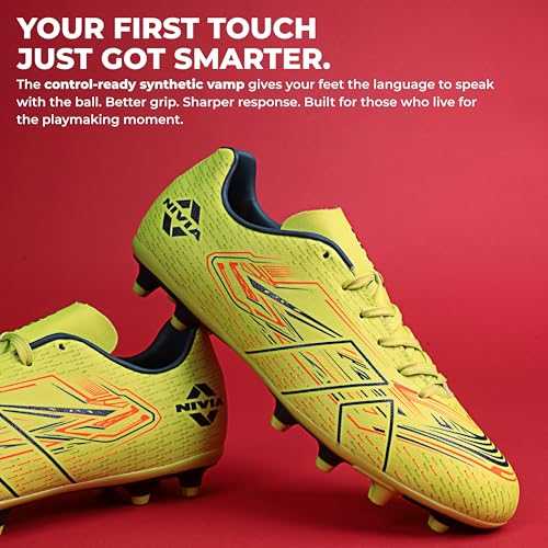Image of Nivia Neuron Football Studs for Men, Synthetic Leather Upper, TPU Blade Stud Sole, Dual Foam Collar, Ideal for Hard, Grass & Turf Surfaces(Blue /Sky Blue)