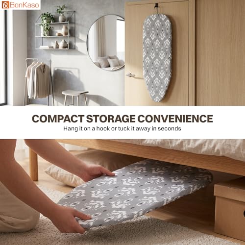 Image of BonKaso Tabletop Ironing Board | Compact Foldable Ironing Table, Lightweight Portable Mini Iron Board with Padded Non-Stick Surface for Home, Dorm, and Travel | Grey