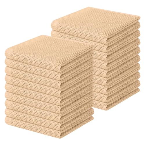 Image of Homaxy 100% Cotton Waffle Weave Kitchen Dish Cloths, Ultra Soft Absorbent Quick Drying Dish Towels, 12 x 12 Inches, 18-Pack, Apricot